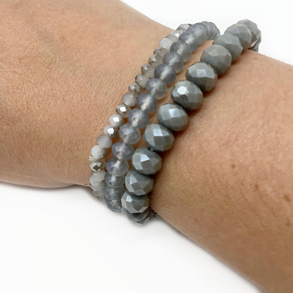 Faceted Beaded Stretch Bracelet Set